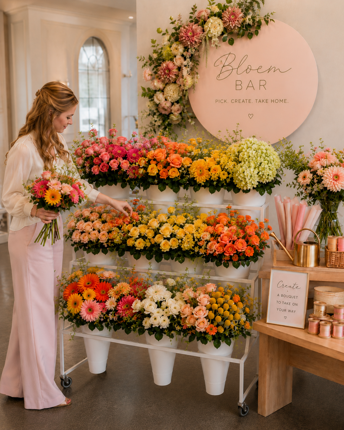 Classic Bloem Bar with a guest selecting flowers