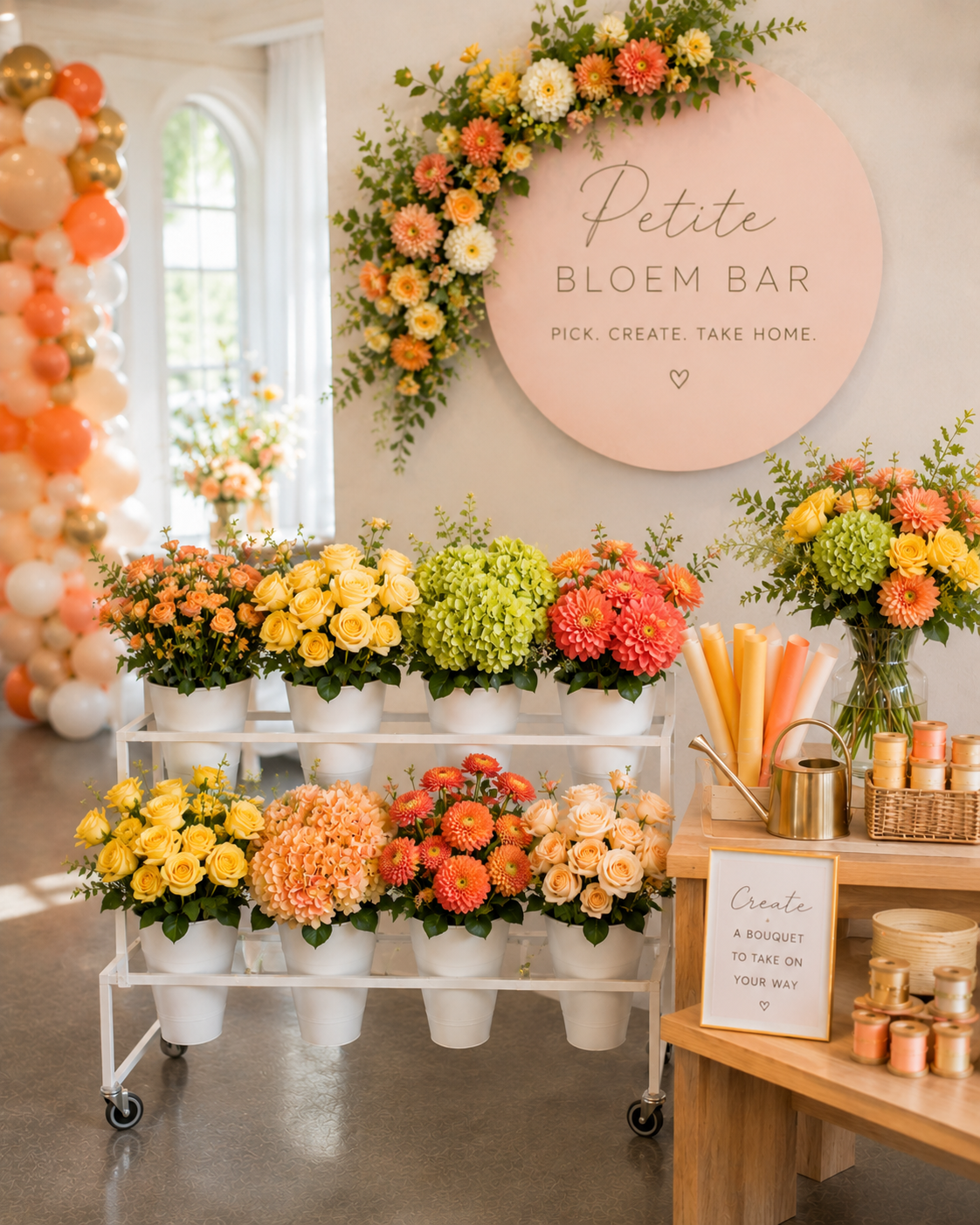 Petite Bloem Bar in a bright yellow, orange and coral palette